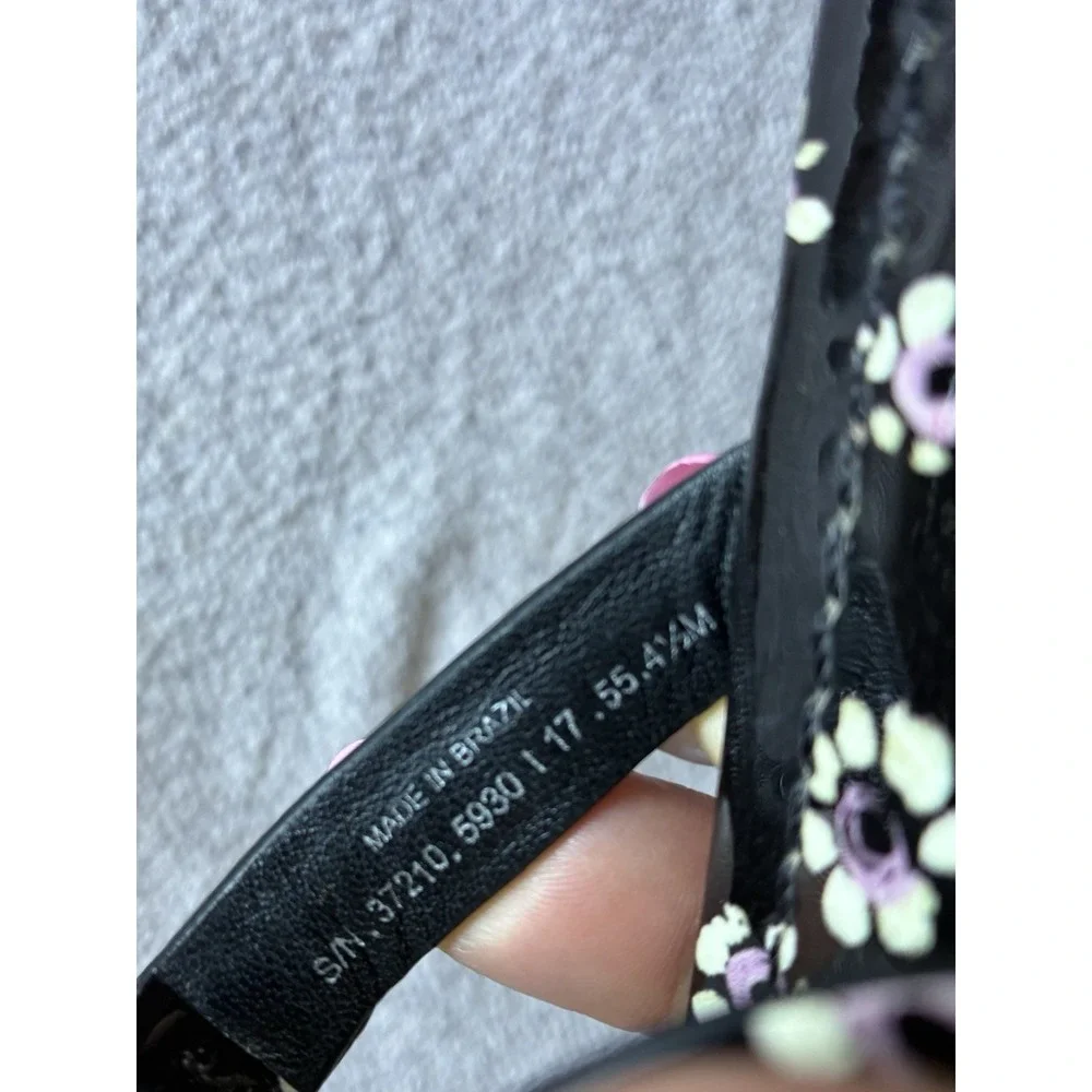 Tory Burch Miller Floral Patent Sandals Black Pink Women Size 4.5 M EU 35.5 - Picture 3 of 13
